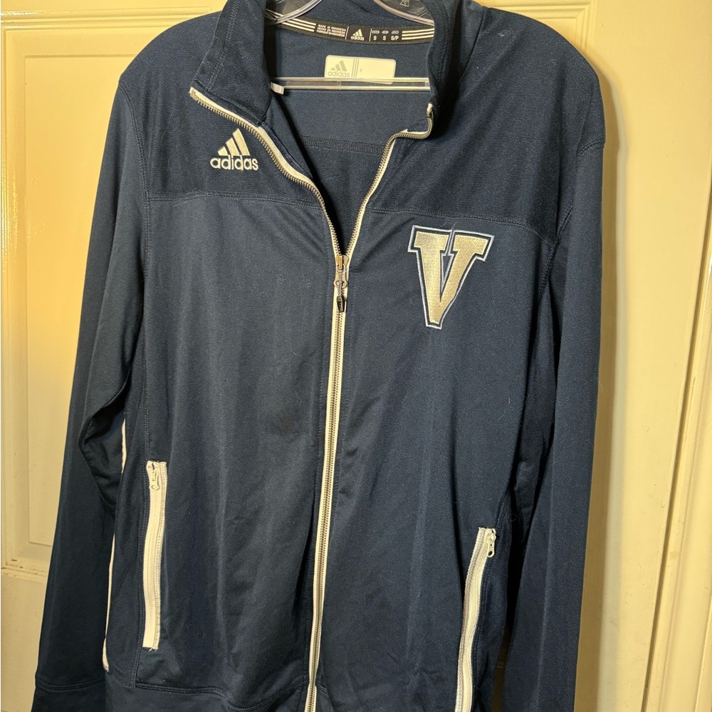 Adidas Navy Varsity Jacket with White Accents